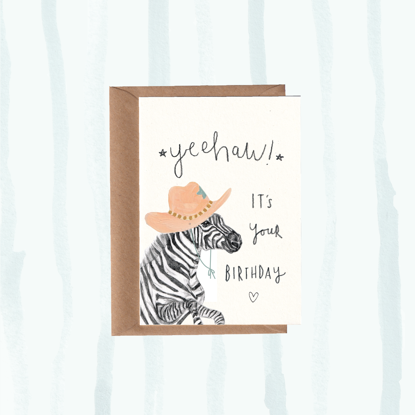 Yeehaw, Cowgirl Zebra Birthday Card