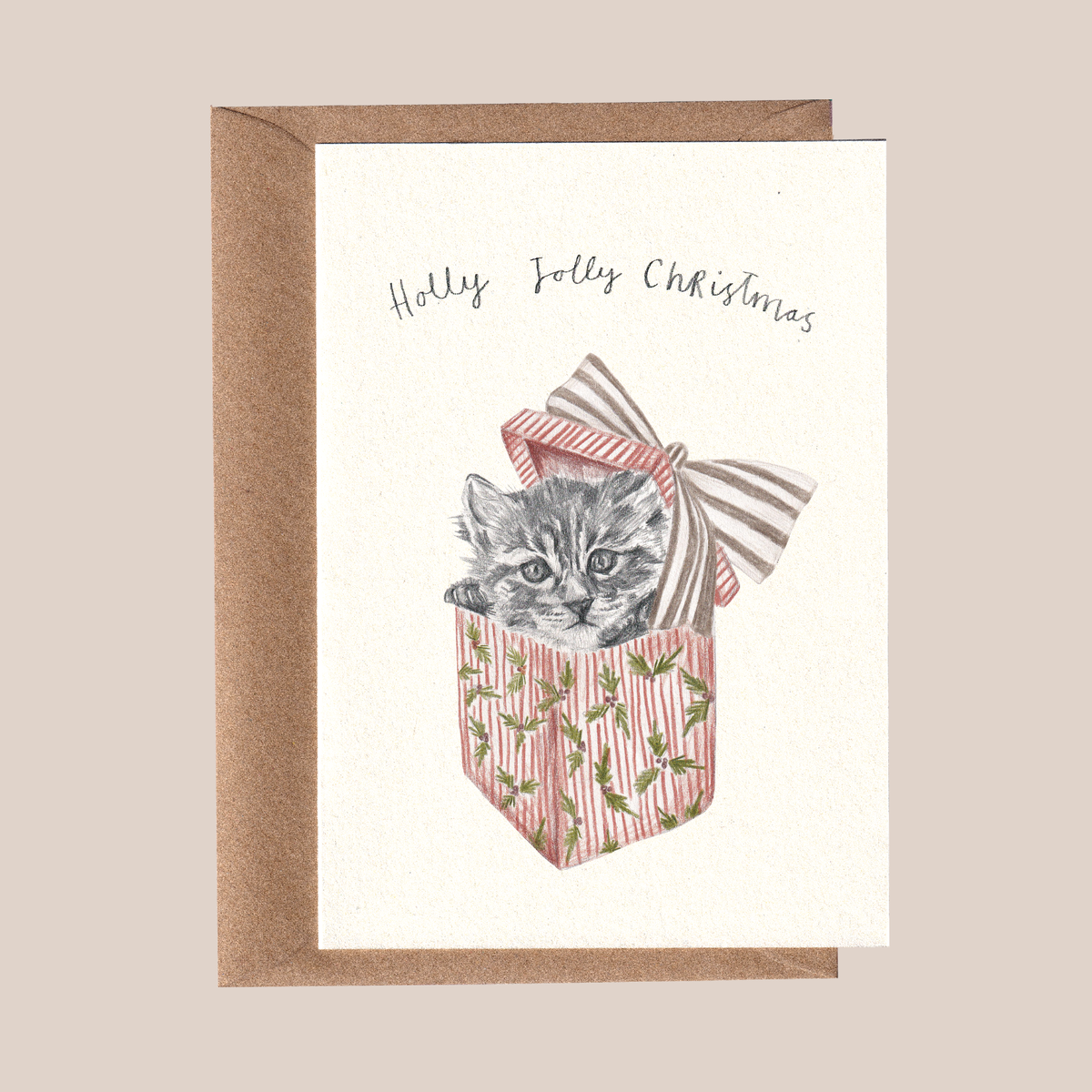 Holly Jolly Cat Christmas Card