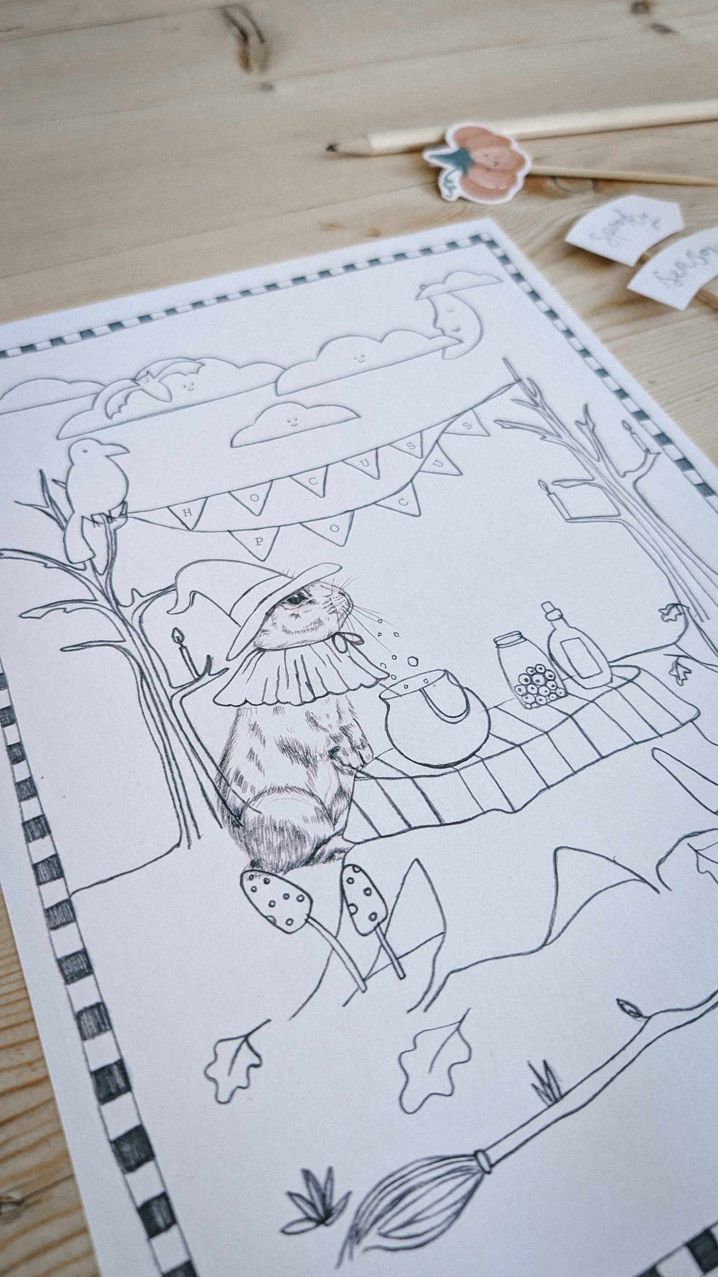 Woodland Witch Colouring Sheet