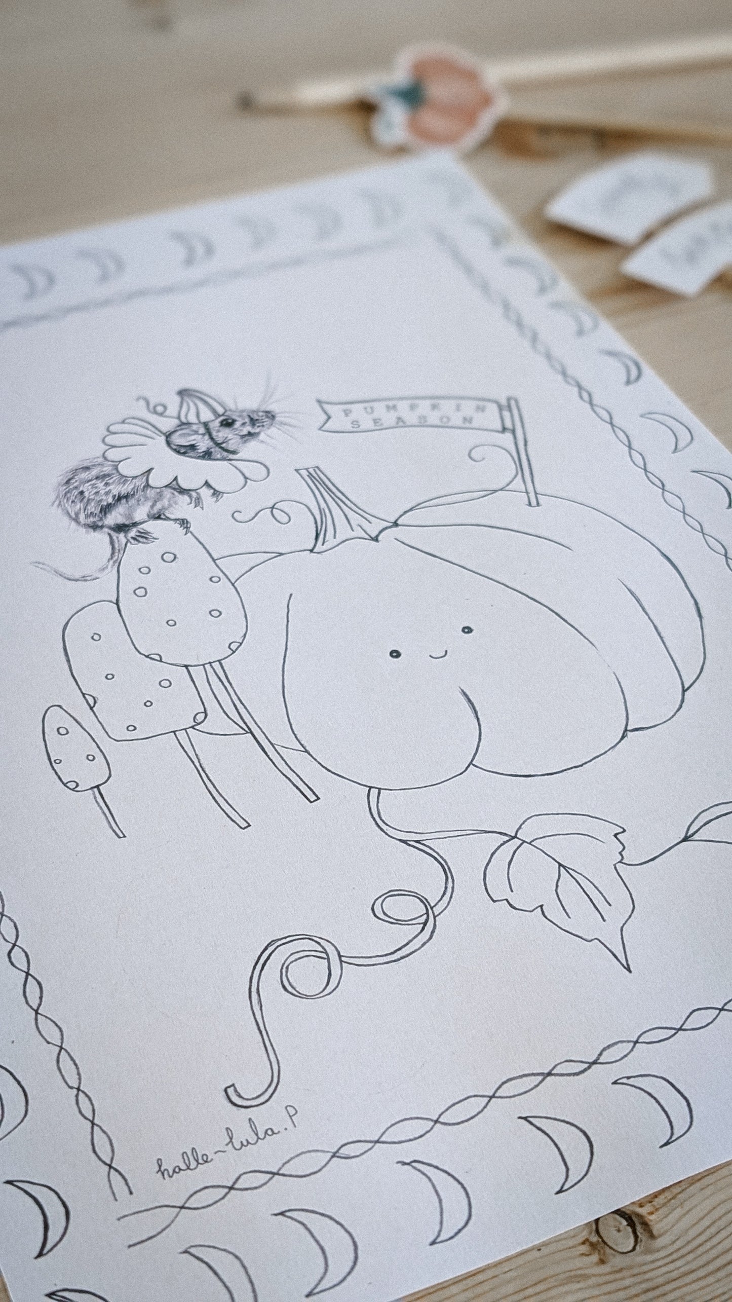 Pumpkin Season Colouring Sheet.