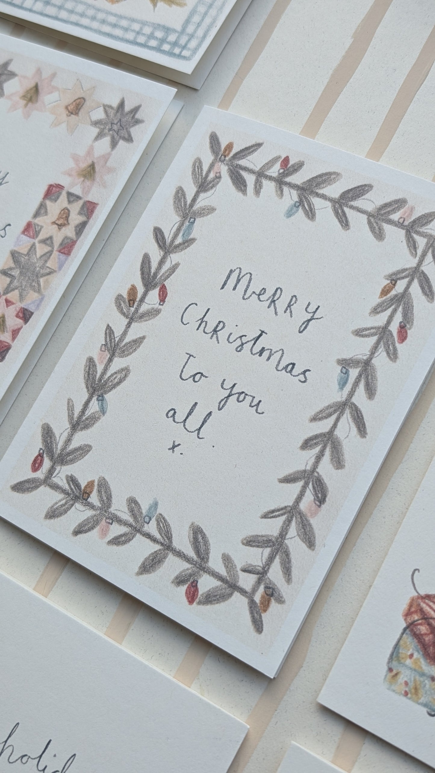 Christmas tree branches & lights Card.