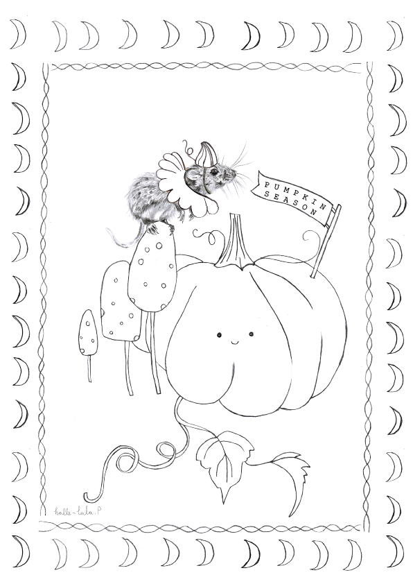 Pumpkin Season Colouring Sheet.