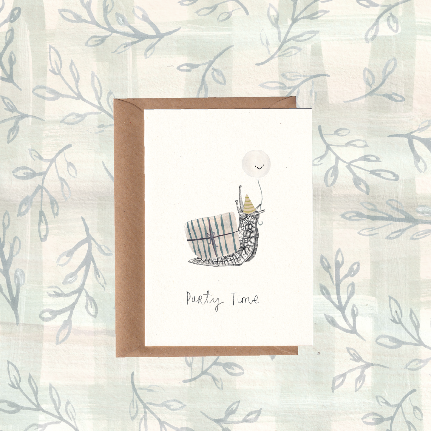 Party Time Snail Birthday Card.