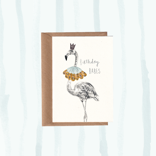 Birthday Babes Flamingo Card.