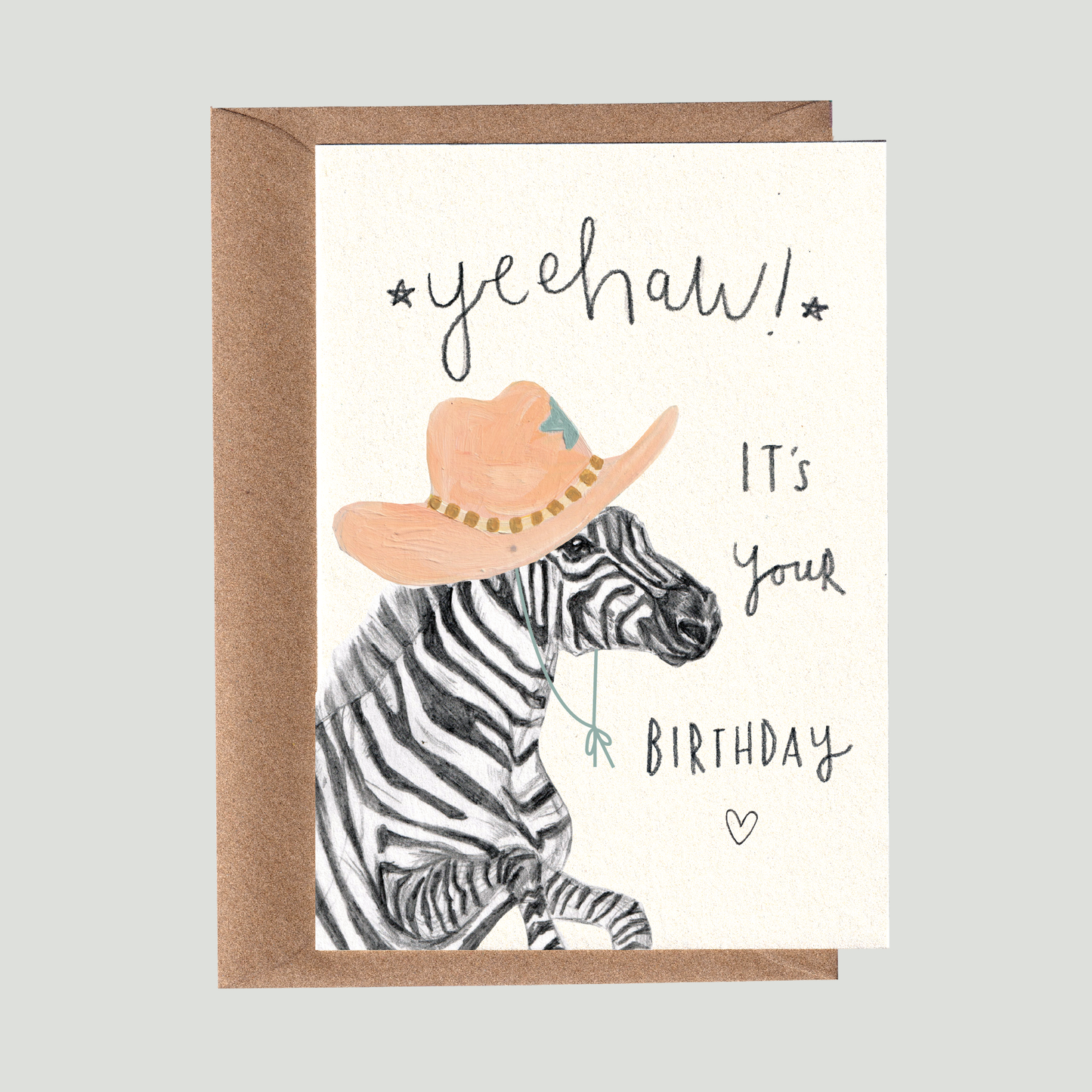 Yeehaw, Cowgirl Zebra Birthday Card
