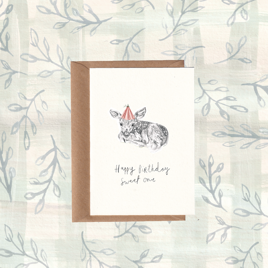 Sweet Fawn Birthday Card.