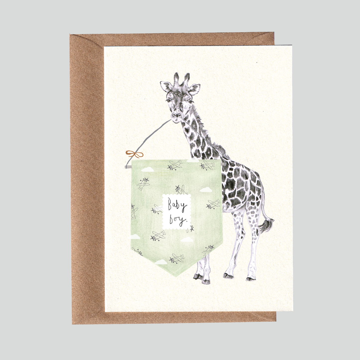 Baby Boy Giraffe Card.
