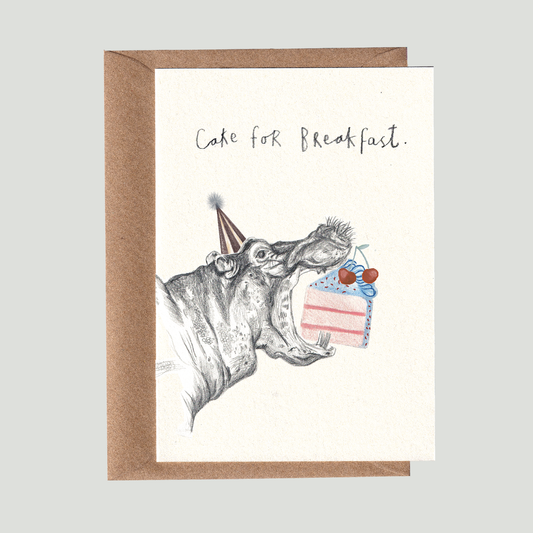 Hippo Birthday Cake Card