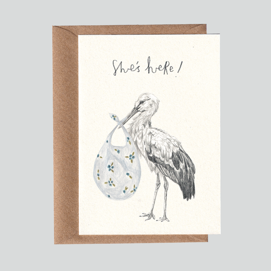 She's here! New Baby Card.