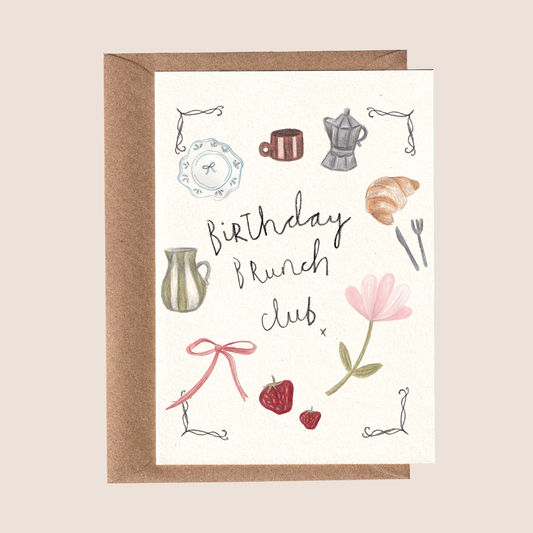 Birthday Brunch Club Card.