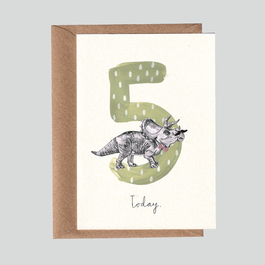 Dino | Tricerratops No5 Birthday Card.