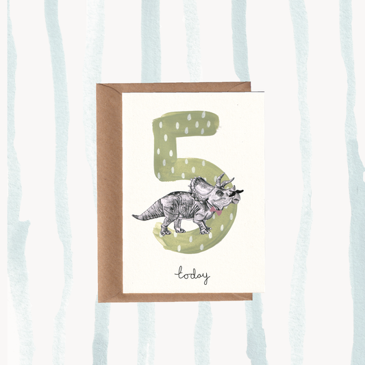 Dino | Tricerratops No5 Birthday Card.