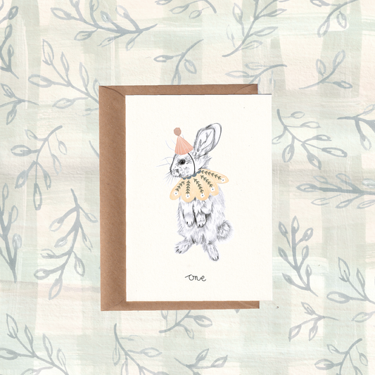 Woodland White Rabbit No1 Card