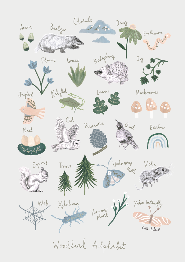Woodland Alphabet Print